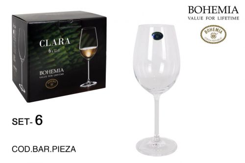 Set 6 Taça De Vinho Bohemia 350cc Clara — referência 6344S03235