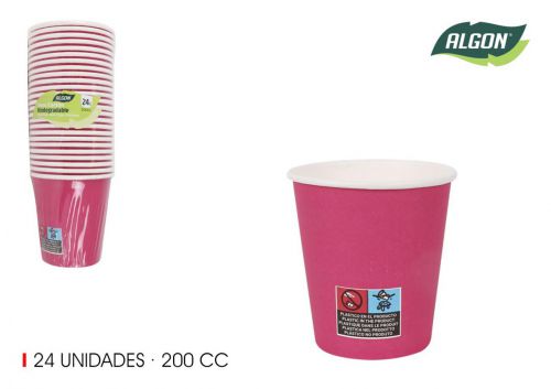 Set24 Copo De Cart+o Fucsia 200cc Algon — referência BA01054075132