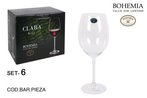 Set 6 Taça De Vinho Bohemia 450cc Clara