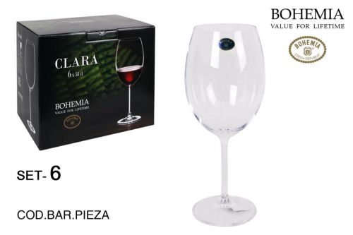 Set 6 Taça De Vinho Bohemia 580cc Clara