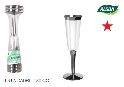 Conjunto3 Copo De Cava P+boca Prata 180 Algon