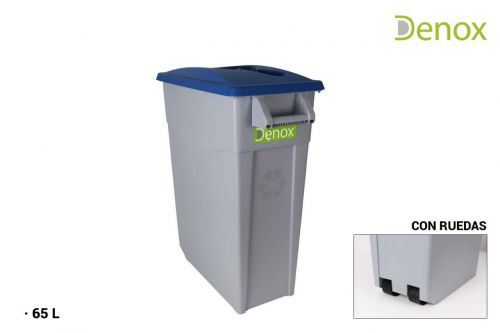 Cubo Basura Reciclaje 65l. Abierto Azul Denox — referência KT23230415