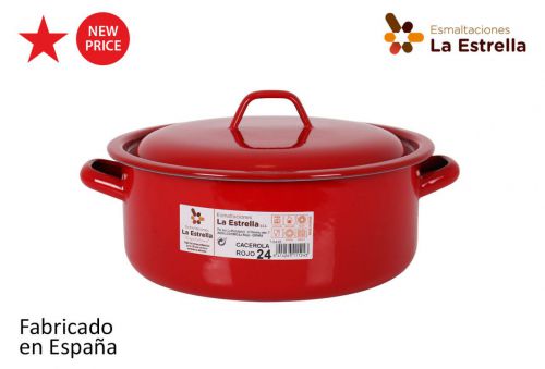 Y Cacerola Esmaltada C/Tapa 24cm Rojo