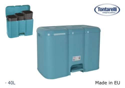 Lixeira Tripla Com Tampa 40l Patty Blue Dolphin — referência 8105190C70V