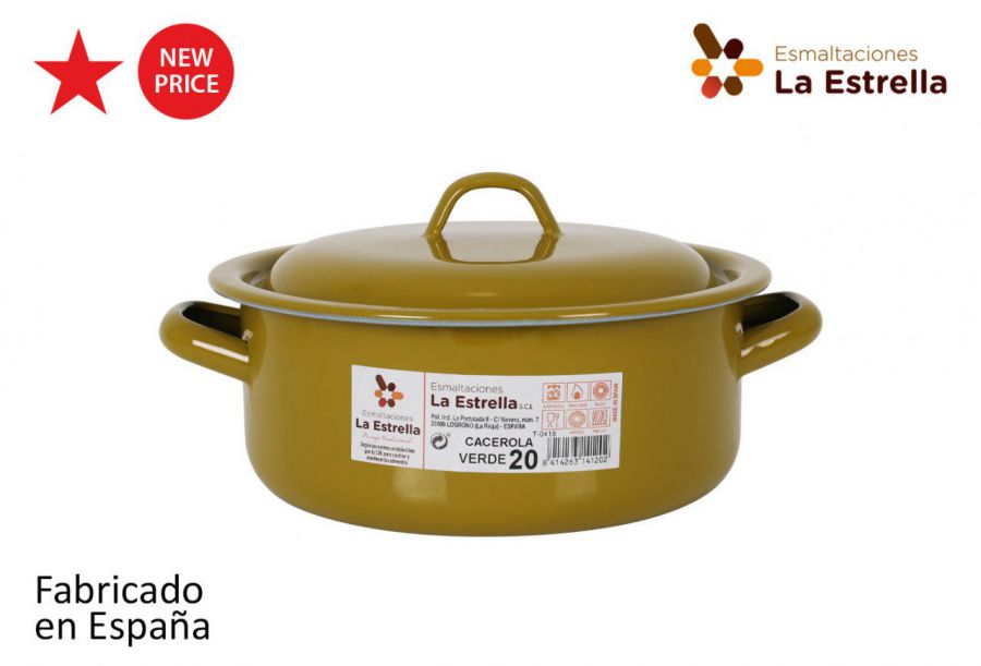 Y Cacerola Esmaltada C/Tapa 20cm Verde — referência 217140120