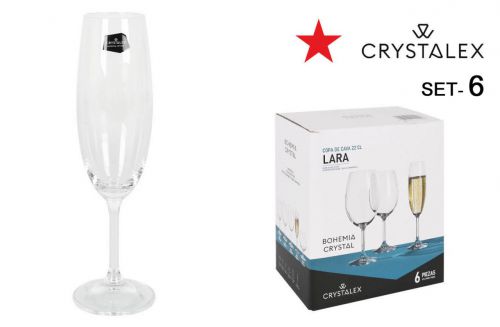 Y Set 6 Copas Cava Cristal Bohemia 220cc