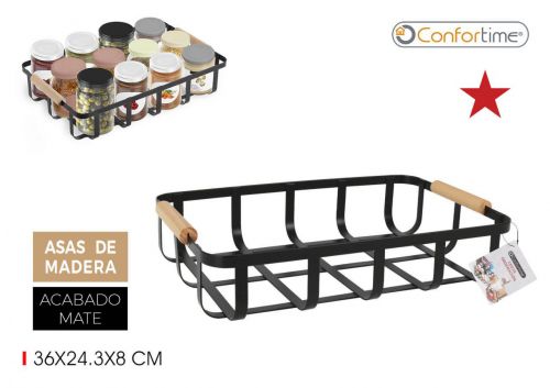 Cesta Armazenamento Metal/Madeira Confortime