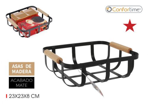 Cesta Armazenamento Metal/Madeira Confortime