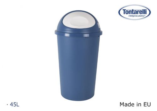 Lixeira Big Hoop Azul/Branca De 45 Litros Com Ta — vista 1