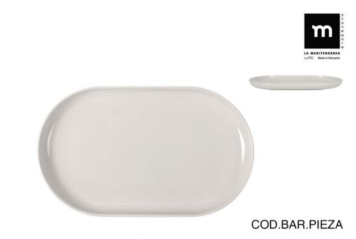 Prato Oval 25x15x22cm Marfim Nórdico Brilhante