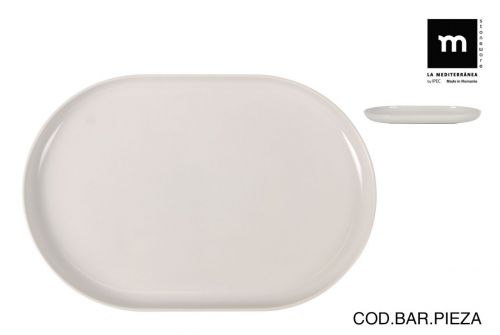 Prato Oval 30x20x25cm Marfim Nórdico Brilhante
