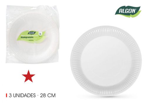 Set3 Placa Redonda De Caixa Natural De 28cm Algon