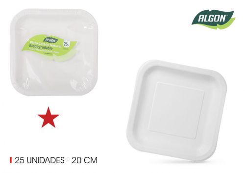 Set25 Placa Quadrada De Cartao Natural 20cm Algon