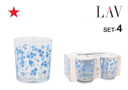 Y Bdg386sb1578 Set 4 Vasos Pinta 340cc Flores — referência DW20011