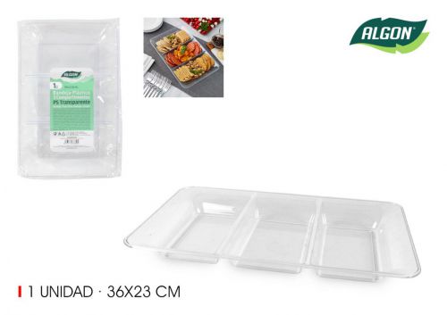 Tabuleiro De Plastico Com 3 Compartimentos Transpa — vista 1