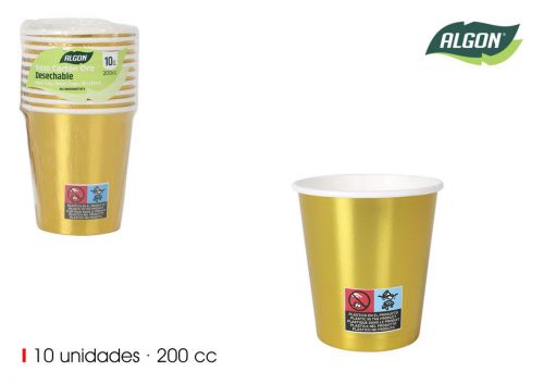 Set10 Copo De Cartao Ouro 200cc Algon — vista 1