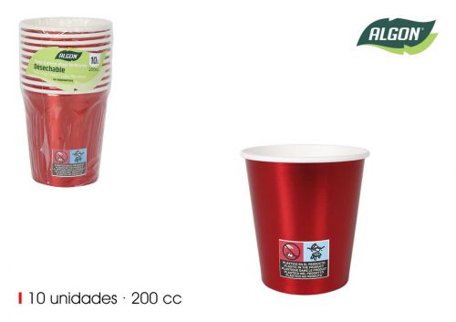 Set10 Copo De Cartao Vermelho Brilhante 200cc Alg — referência BA01054077075