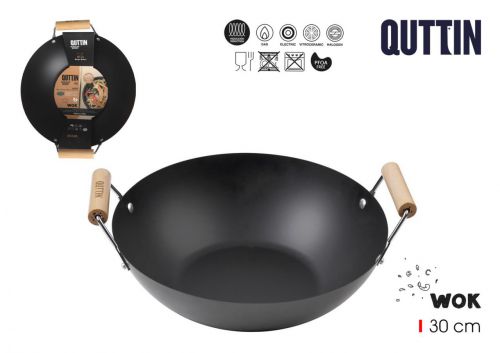 Frigideira Wok Com Cabo De Madeira Quttin — referência BQ06023378276