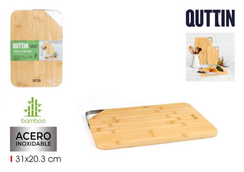 Tabua De Cortar Em Bambu Com Pega Metalica Quttin — referência BQ01018678271