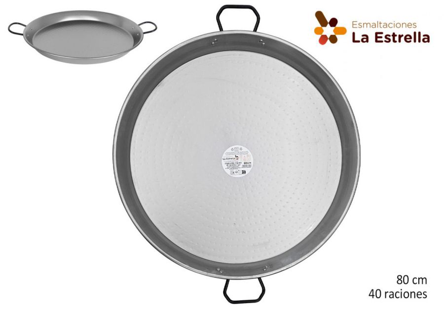 Panela De Paella Polida De 80 Cm 40 Porçies