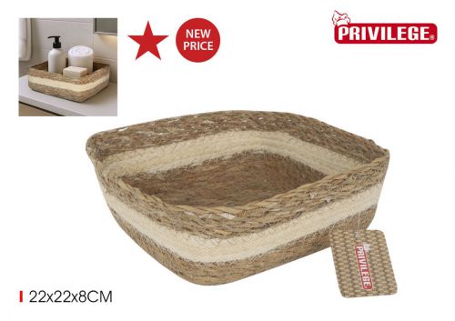 Ycesta Conica Mimbre Cuadrada  22x22x8cmprivil — vista 1