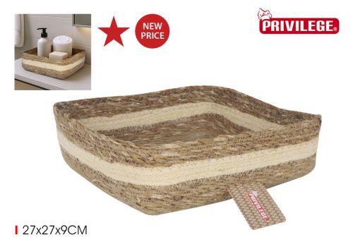 Ycesta Conica Mimbre Cuadrada  27x27x9cmprivil