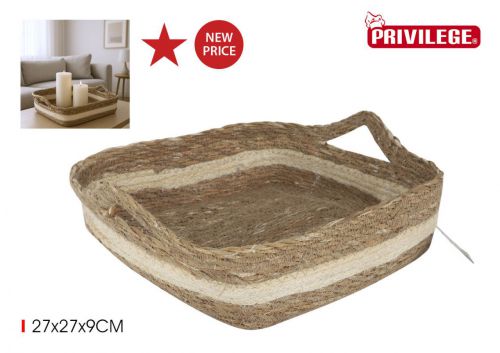 Ycesta Conica Mimbre Cuad.c/Asa 27x27x9cmprivil