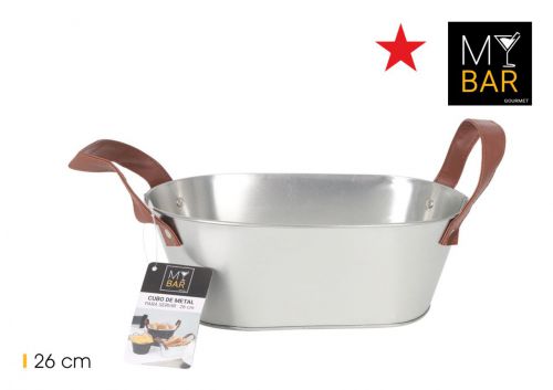 Balde De Metal Rectangular Com Pegas De Couro My B