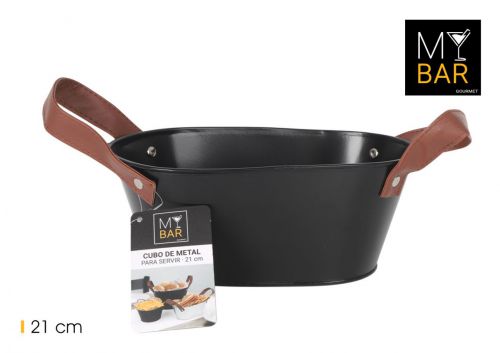 Balde De Metal Rectangular Com Pegas De Couro My B