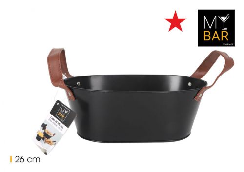 Balde De Metal Rectangular Com Pegas De Couro My B