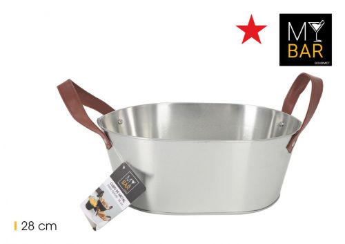Balde De Metal Rectangular Com Pegas De Couro My B