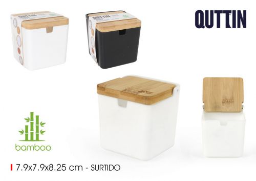 Distribuidor De Açucar E Sal Com Tampa De Bambu Qu
