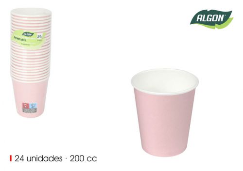 Set24 Copo De Cartao Rosa Baby 200cc Algon