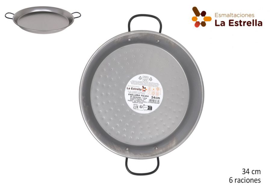 Panela De Paella Polida De 34 Cm Para 6 Porçies. — referência 217800534