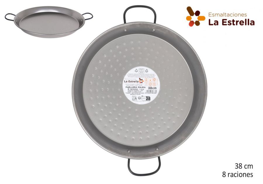 Panela De Paella Polida 38 Cm 8 Porçies
