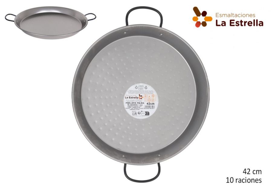 Panela De Paella Polida 42 Cm 10 Porçies