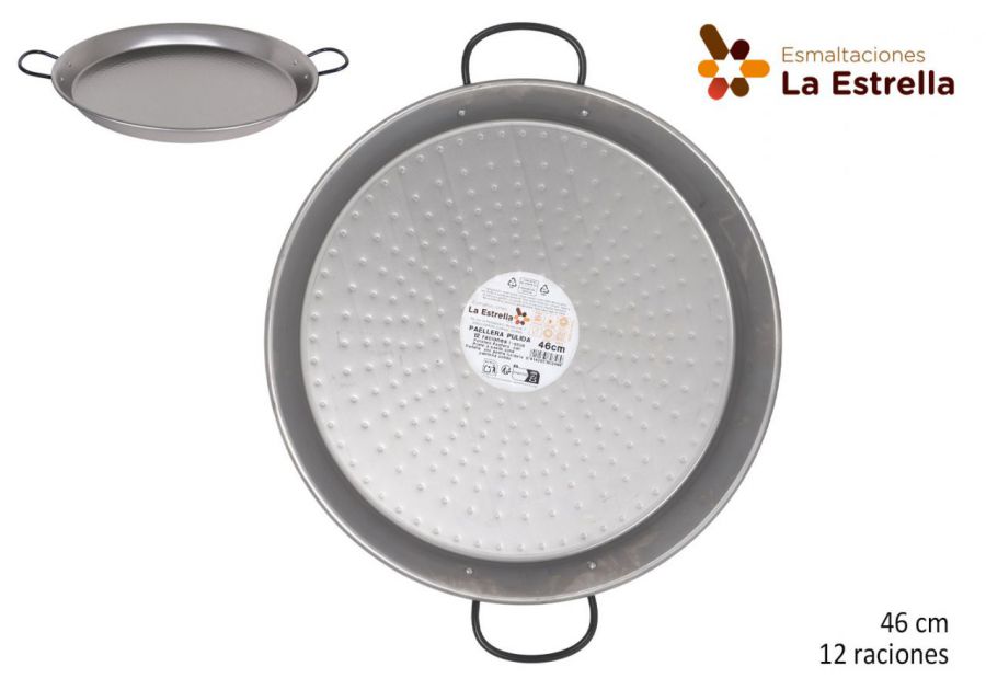 Panela De Paella Polida 46 Cm 12 Porçies