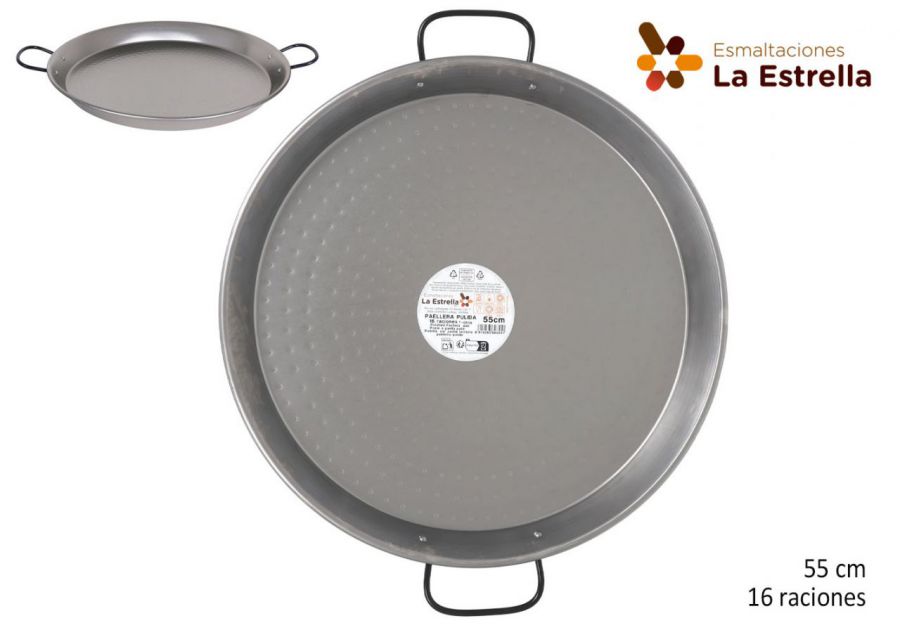 Panela De Paella Polida De 55 Cm 16 Porçies