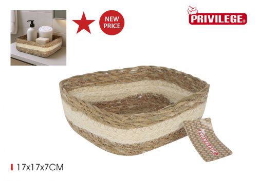 Y Prj Cesta Conica Mimbre Cuadrada  17x17x7cm