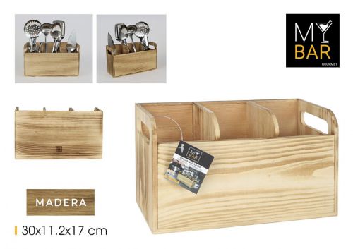 Organizador De Madeira Para Utensilios My Bar