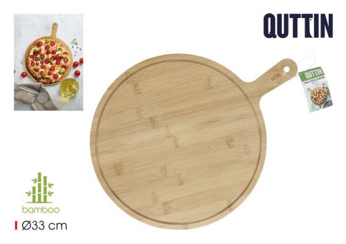 Tabua De Cortar Pizzas Em Bambu Quttin