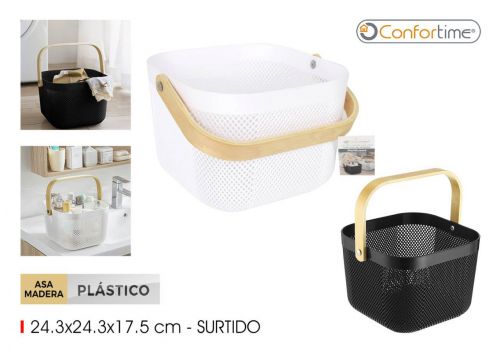 Cesto Multiusos Com Pega De Madeira Confortime — vista 1