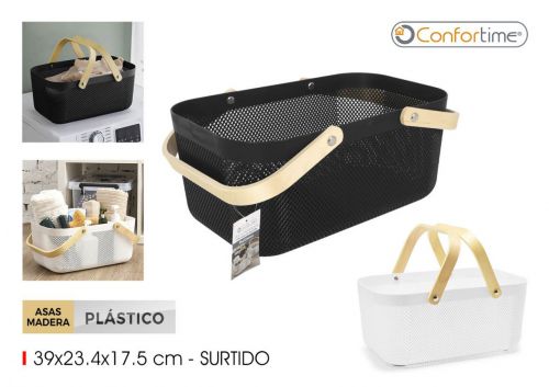 Cesto Multiusos Com Pega De Madeira Confortime — referência BY01017278800