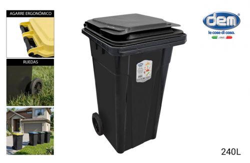 Cubo Basura Con Tapa 240 Lt. Negro Dem — vista 1
