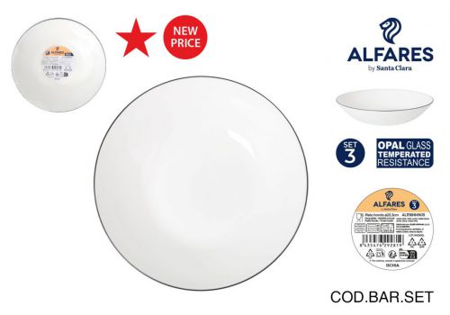 Y16set 3 Platos Hondos Red.opal Ischia Negr