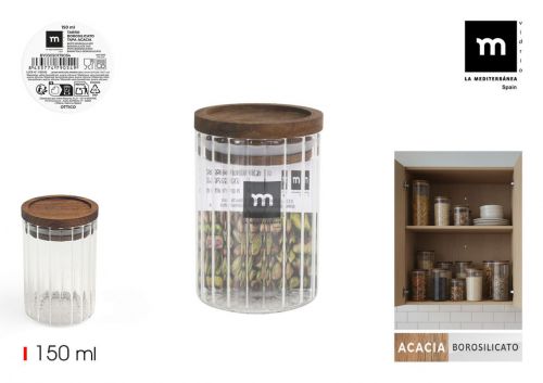 Frasco De Borossilicato Tampa De Acacia La Mediter