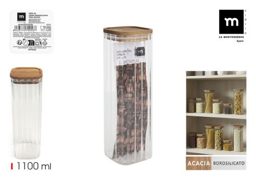 Frasco De Borossilicato Tampa De Acacia La Mediter — referência BY03030179058