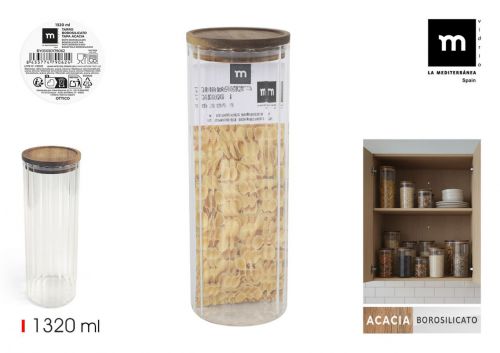 Frasco De Borossilicato Tampa De Acacia La Mediter