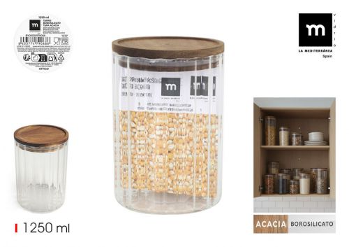 Frasco De Borossilicato Tampa De Acacia La Mediter