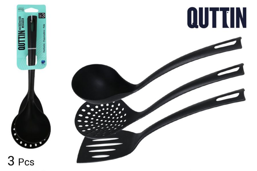 Set 3 Utensilios Nylon Quttin Negro